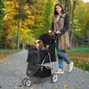 Dog Stroller 3 Wheels Foldable Cat Pet Stroller with Storage Basket & Cup Holder