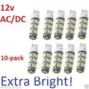 10-pack- LED WHITE Replacement Malibu bulb & all T10 Landscape light  AC/DC 12v