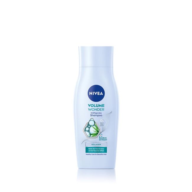 NIVEA Volume Wonder Kräftigendes Shampoo, Volumen Shampoo mit Kollagen und natürlichem Bambus-Extrakt, silikonfreies Haarshampoo für sichtbares Volumen und strahlenden Glanz (50 ml)