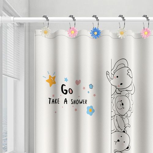 Elerslodia Daisy Flower Decorative Shower Curtain Hooks, Set of 12, Pink & White & Blue,Roller Ball, Stainless Steel, Flower Decor,Rustproof,Easy Install,Home & Bathroom Decor,Shower Rings