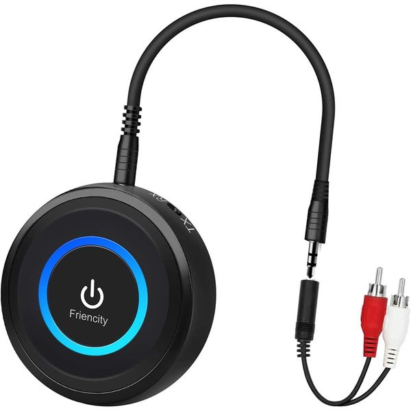 Frienicty Bluetooth 5.3 Transmitter Adapter for TV, 2-in-1 Wireless Audio Transmitter Receiver, Bluetooth AUX Adapter for Airplane Headphones PC Speaker Home Stereo, No Audio Delay, Pair Two at Once