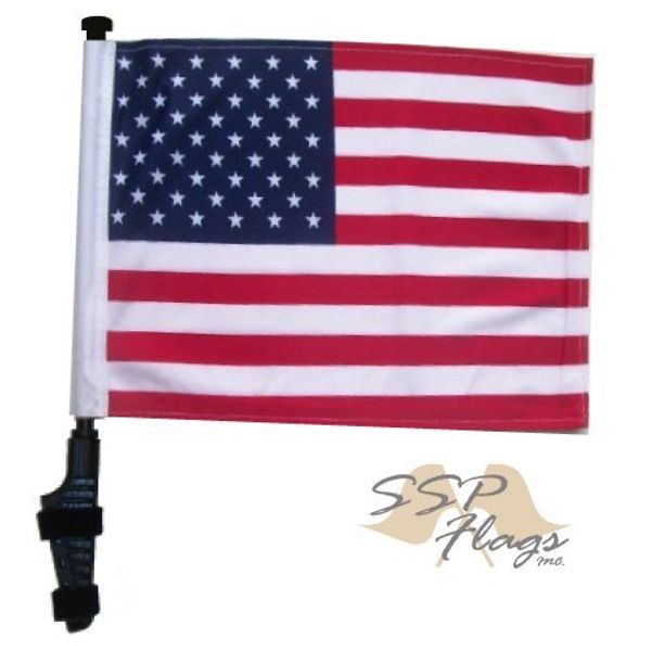 USA Golf Cart Flag with SSP Flags EZ On & Off Bracket