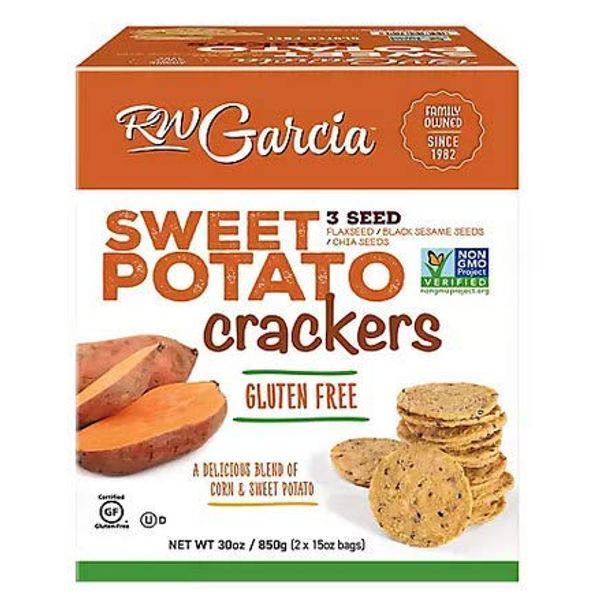 RW Garcia 3 Seed Sweet Potato Crackers - 2 x 15 oz Bags