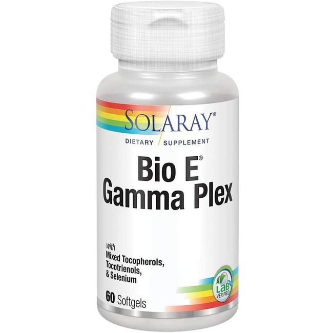 Solaray Bio E Gamma Flex Han Natural Tocopherol Blend Vitamin E 60 Softgels 30 Serves