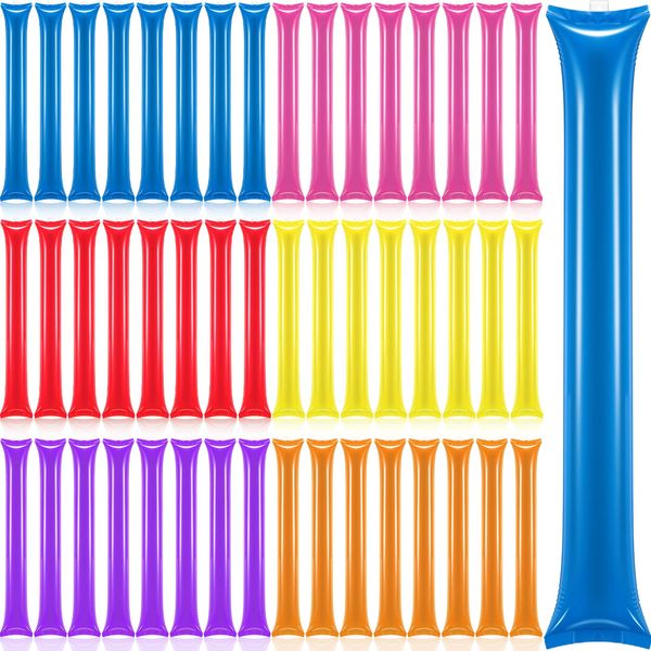 48 Pieces Thunder Sticks Team Spirit Boom Sticks Cheering Sticks Plastic Cheerleading Spirit Stick Clapper Inflatable Noise Makers for Sporting Events Dance (Blue, Yellow, Pink, Red, Orange, Purple)