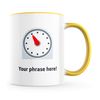 Personalised Emoji 11oz Mug Featuring Timer Clock Yellow