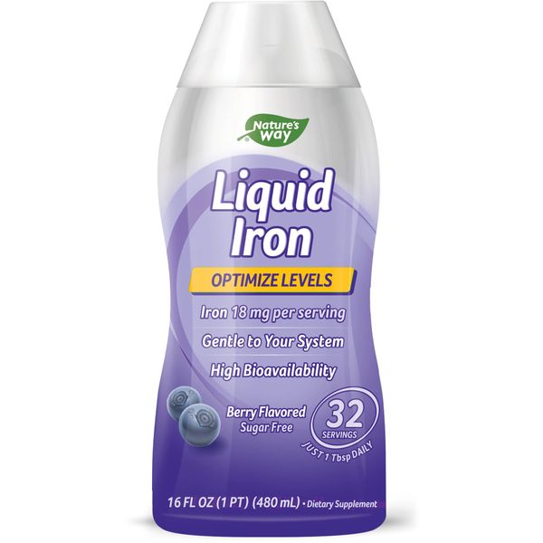 Nature's Way Wellesse Liquid Iron, Fast Absorbing, 16 Fluid Ounces, Natural Berry Flavor