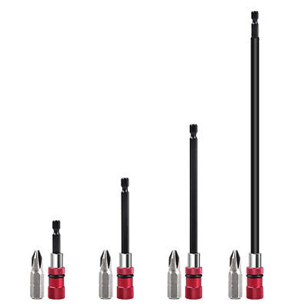 4Pcs 1/4" Hex Shank Drill Bit Extender Magnetic Bit Holder 1/4Inch Chuck Adapter