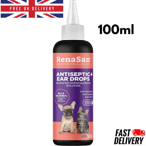 Animal Antiseptic Ear Drops 100ml  Fights infection & kills bacteria for pets