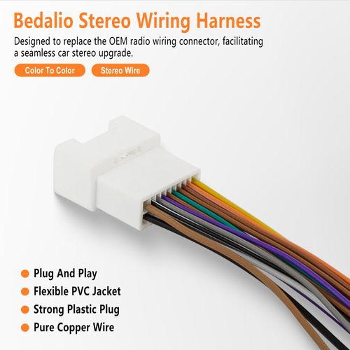 Bedalio Radio Wiring Harness for 2001-2007 Toyota Highlander 2002-2006 Camry Lexus ES 330 2002-2006, 20-Pin Wire Connector Install Aftermarket Stereo Head Unit