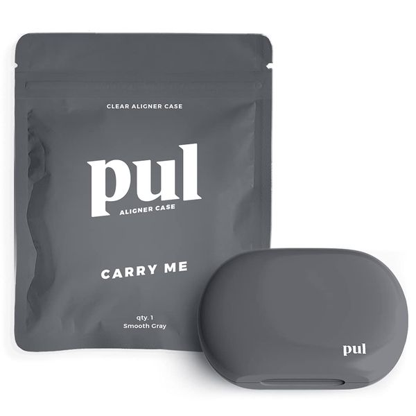 PUL Clear Aligner & Retainer Case | Compatible with Invisalign, Pul Tool, Retainers, Dentures, Mouthguards, Nightguards, & Floss Picks | Secure Magnetic Closure for Slim, Sleek Durable Design - Gray