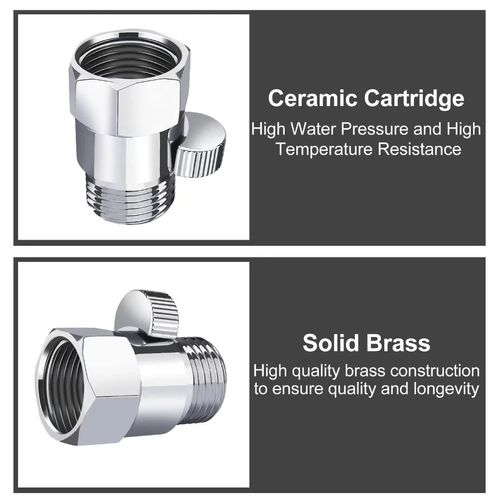 Shower Flow Control Valve: Shower Head Shut Off Valve(Female and Male), MAYYAYA Brass Water Flow Control Valves-Chrome, for Handheld Shower Head or Bidet Sprayer- Handle Lever (Chrome)