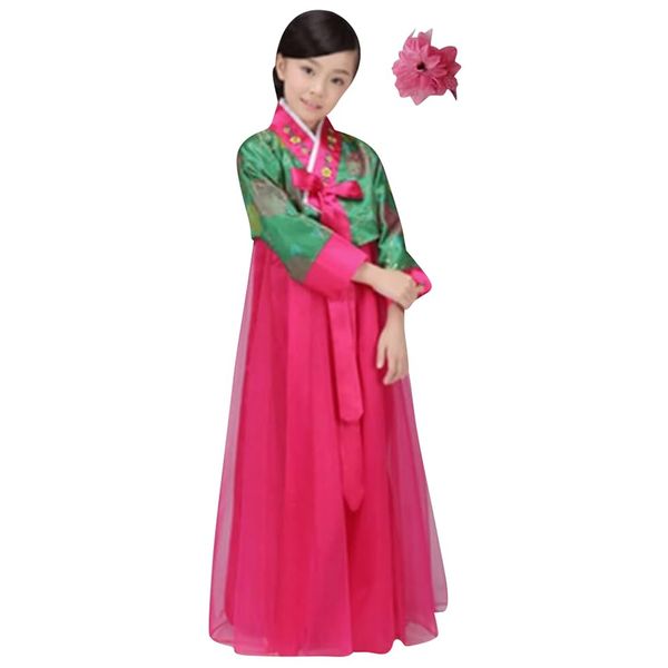 CBTRFASHION Korean Girls Kids Children Hanbok Costume Dress Outfit Set (Green, 13-15Years(160cm))