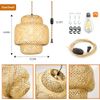 Bamboo Lantern Pendant Light Rattan Hanging Lamp Rustic Wicker Chandelier US