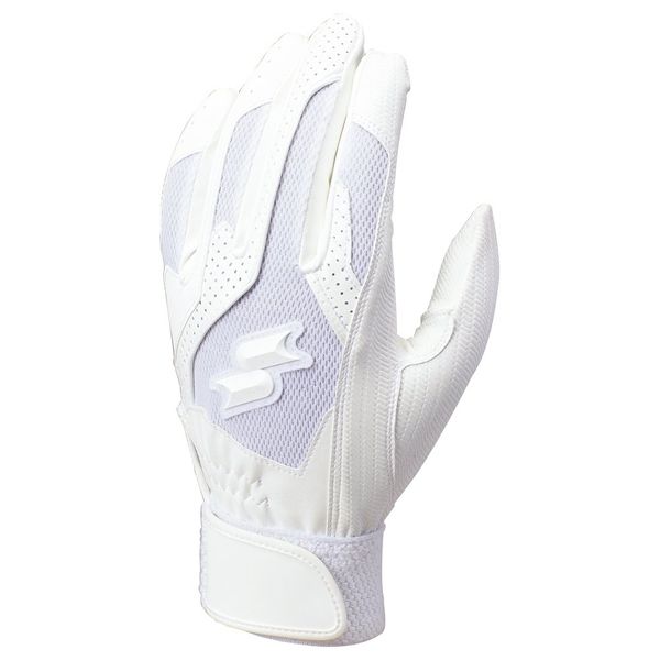 SSK BG3004W Baseball Batting Gloves, For High School Baseball, Both Hands, White M