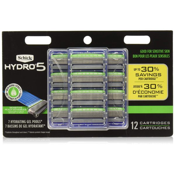 Schick Hydro 5 Mens Sensitive Razor Blade Refills 12 Count - Unboxed