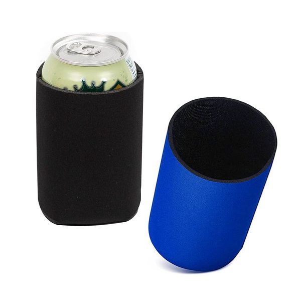 2Pcs Beer Cooler,Soft Neoprene Can Coolers for Soda Cans Beer Cans Beer Bottles(Blue and Black)