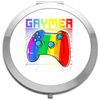 Gaymer (rainbow controller style two) LGBT pride statement compact pocket mirror - silver round circle shape