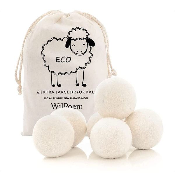 Set of 6: Dryer Balls, Set of 6, Dryer Balls, Wool Balls, Diameter 2.8 inches (7 cm), Washing Drying Balls, Washing Drying Balls, Drying Clothes, Washing Balls, Rainy Season, Fabric Softener for Drying Clothes, Repeated Usable, Anti-Static