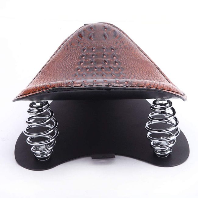 Motorcycle Retro Black Crocodile Leather Style Solo Seat For