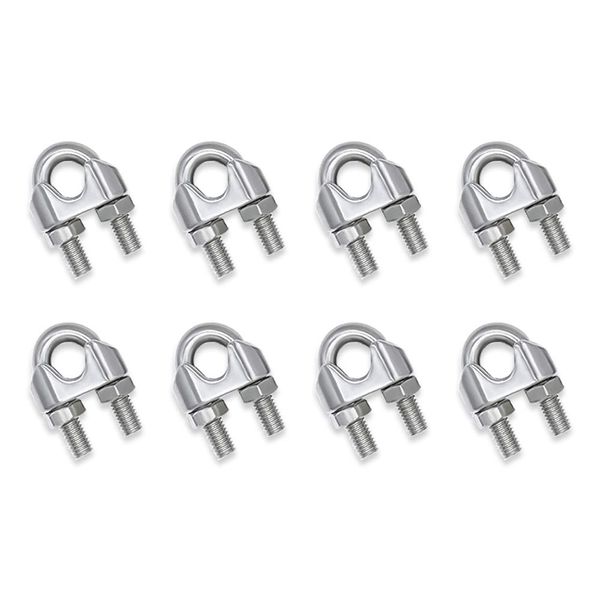 HYWJ Wire Rope Clips 3mm Stainless Steel U Clamps 8pcs (Pack of 8)