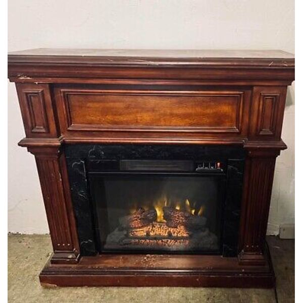 Electric Fireplace Space Heater with Mantel Cherry Wood Finish Stone I Will Ship