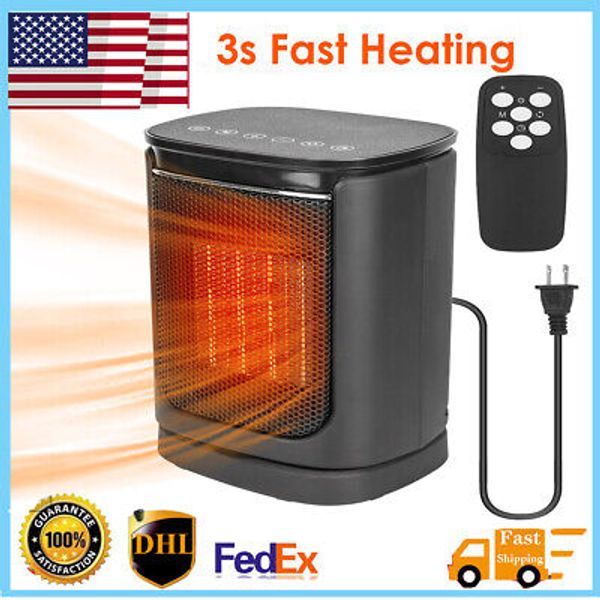 1500W Electric Space Heater Ceramic Heater Fan Low Noise Heater 3 Modes Remote