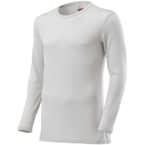 Mizuno C2JA9641 Men's Breath Thermo Underwear, Plus V-Neck Long Sleeve Shirt, vapor silver