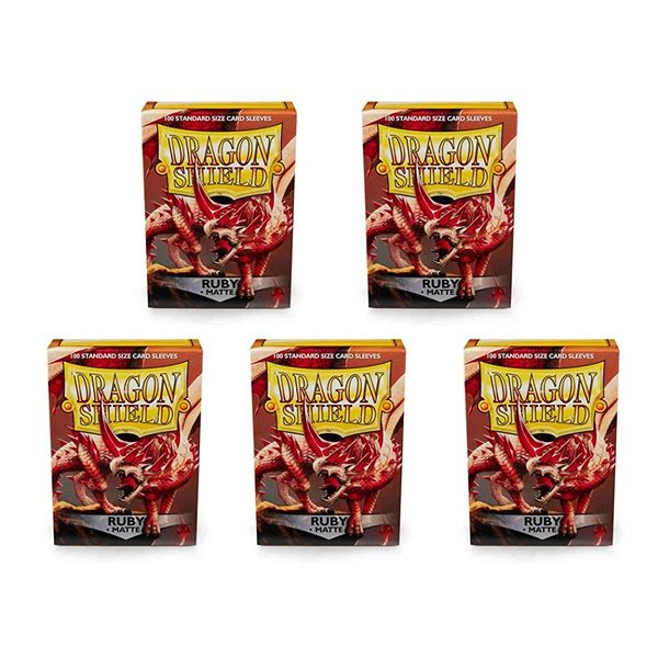 5 Packs Dragon Shield Matte Ruby Standard Size 100 ct Card Sleeves Value Bundle!