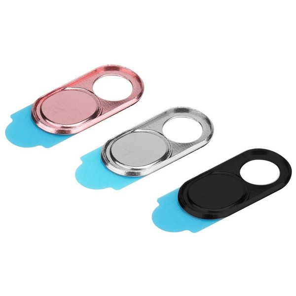 Kafuty Webcam Cover, 3 Pieces, Ultra Thin Metal Lens Cap, Protective Cover, Privacy Protection, Security, Suitable for Smartphones, Tablets, Desktops, Laptops (Silver, Black, Pink Colour)