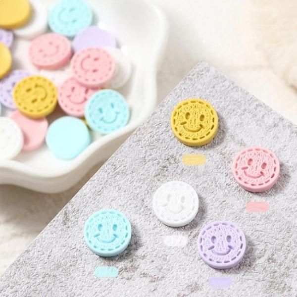 Nail Art Macaron Smile Button Parts 5 Pieces 5 Types