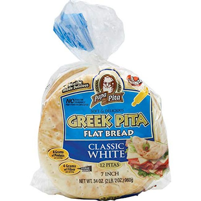Lot of Ten ( 10 Bags) -GREEK Papa Pita 7" Greek Pita Flat Bread, 12 ct ( each bag) -Great for personal pizzas, wedges for dips and hummus, gyros and sandwiches (Limited Quantity Available)