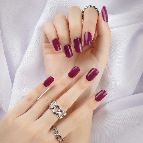 DANNI & TONI 28 Stickers Semi Cured Gel Nail Polish Strips Gel Nail Stickers Solid Colour(Claret),Salon-Quality Gel Nail Polish Strips Manicure Stickers Set