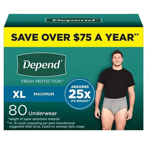 80 Count Depend Fresh Protection Maximum, Extra-Large Adult Incontinence