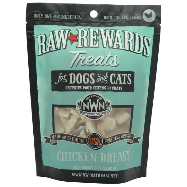 Northwest Naturals Raw Rewards Freeze-Dried Treats for Dogs and Cats – Chicken Breast – Gluten-Free Pet Food – 3 Oz.