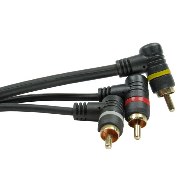 Right angle triple 3 Rca stereo audio video a/v composite patch cable 50 ft FOOT