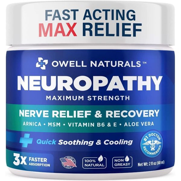 Neuropathy Nerve Relief Cream  All Natural for Feet, Hands, Legs Toes