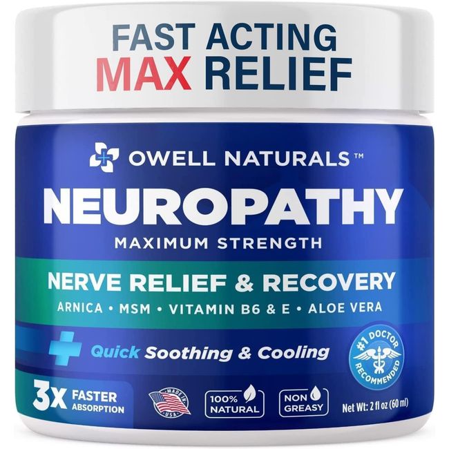 Neuropathy Nerve Relief Cream  All Natural for Feet, Hands, Legs Toes