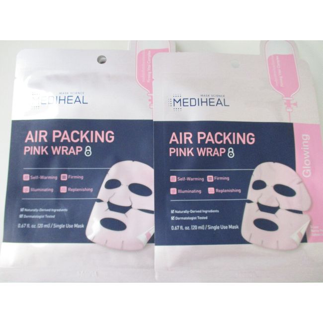 MEDIHEAL Glowing Air Packing Pink Wrap Mask, 2 pack