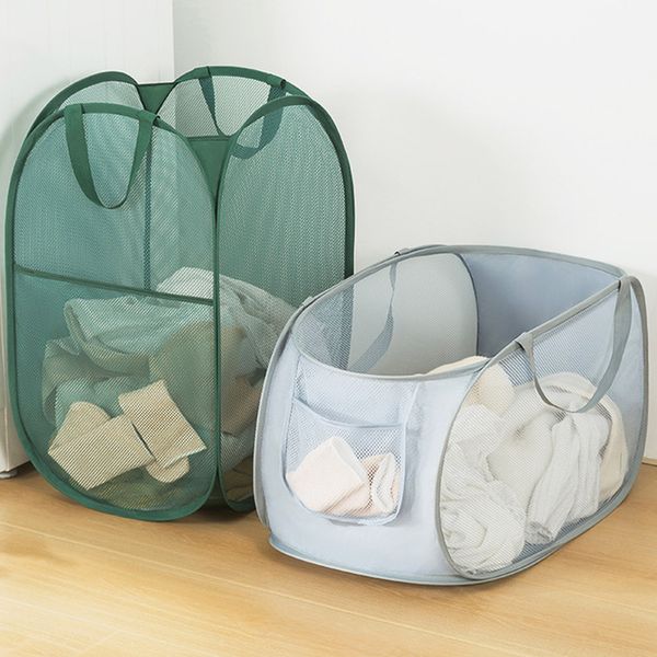 Foldable Mesh Laundry Basket Mobile Laundry Basket