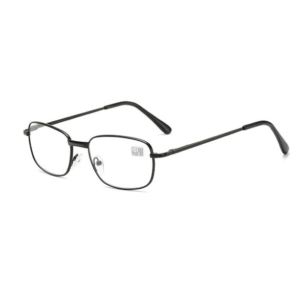 JoXiGo Reading Glasses Black +2.5 for Men Women Metal Rectangular Frame with Comfort Spring Hinge + Glasses Strap