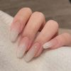 24 Pieces Medium Length Adult Women Cream Gradient Nail Tips For Taking Photos, Weddings, Coming-of-Age Ceremonies, Parties, After-Parties, etc.