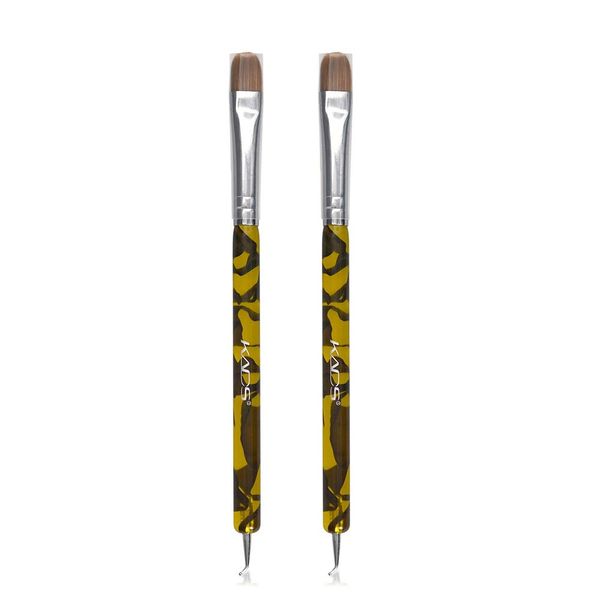 Alexnailart 2pcs Double-headed 2 Way Nail Brush Professional French Nail Art Dotting Pen 100% Kolinsky Sable Brush for Pedicure Manicure Acrylic UV Gel Design Tool (2)