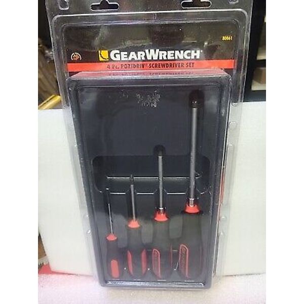 4 Pc. Pozidriv Screwdriver Set with Dual Material Handles 80061 Gear Wrench New!