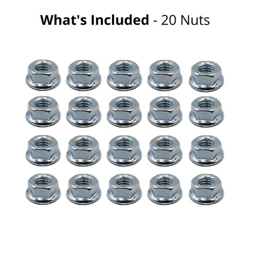 M6 Serrated Flange Hex Nuts - 6mm Steel (Pack of 20) Evelyne