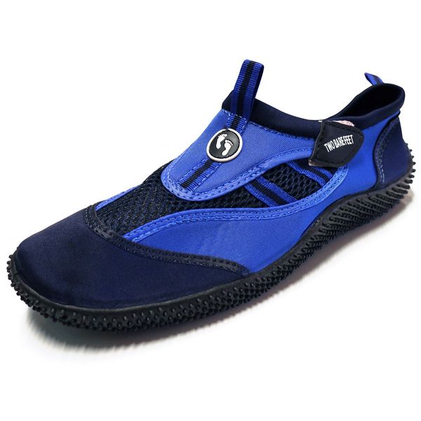 Two Bare Feet Aqua Shoes - Wet Shoes Adults and Childrens Neoprene Water Shoes (Blue/Navy, Infants C5)