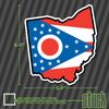 Ohio State Flag Map Shape - 5.4"x6.0" - Printed Vinyl Decal Sticker OH USA