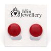 Idin Jewellery - Plain Red Acrylic Round Button Clip on Earrings