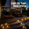 16 Warm White LED Solar Deck Lights Waterproof Auto On Off Easy Install