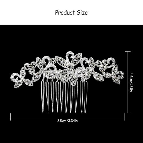 Rumyve Crystal Wedding Hair Comb Flower Silver Bridal Headdress Pearl,Crystal Bridal Hair Piece Bridal Hair Accessories,Stylish Vintage Elegant Ladies Hair Accessories